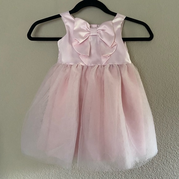 Janie and Jack Toddler’s Bow Tulle Dress Pale Pink Spring summer Photo 18-24 mon - Picture 3 of 8